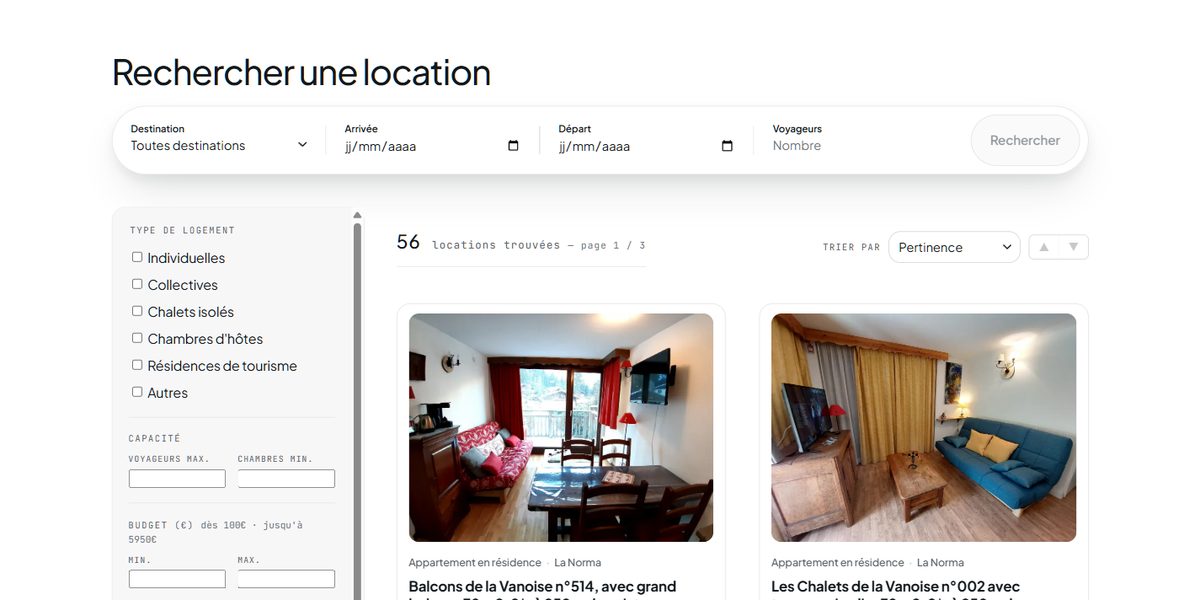 Catalogue des appartements gérés par la conciergerie Clefs Services à La Norma