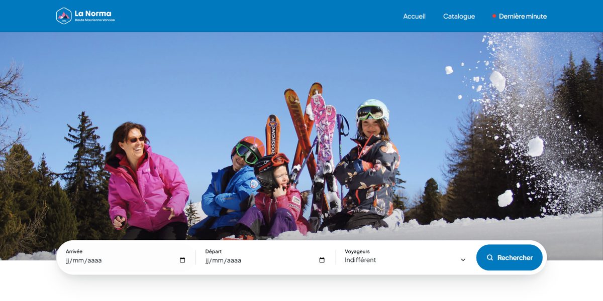 Page d'accueil du site de la centrale des loueurs de La Norma