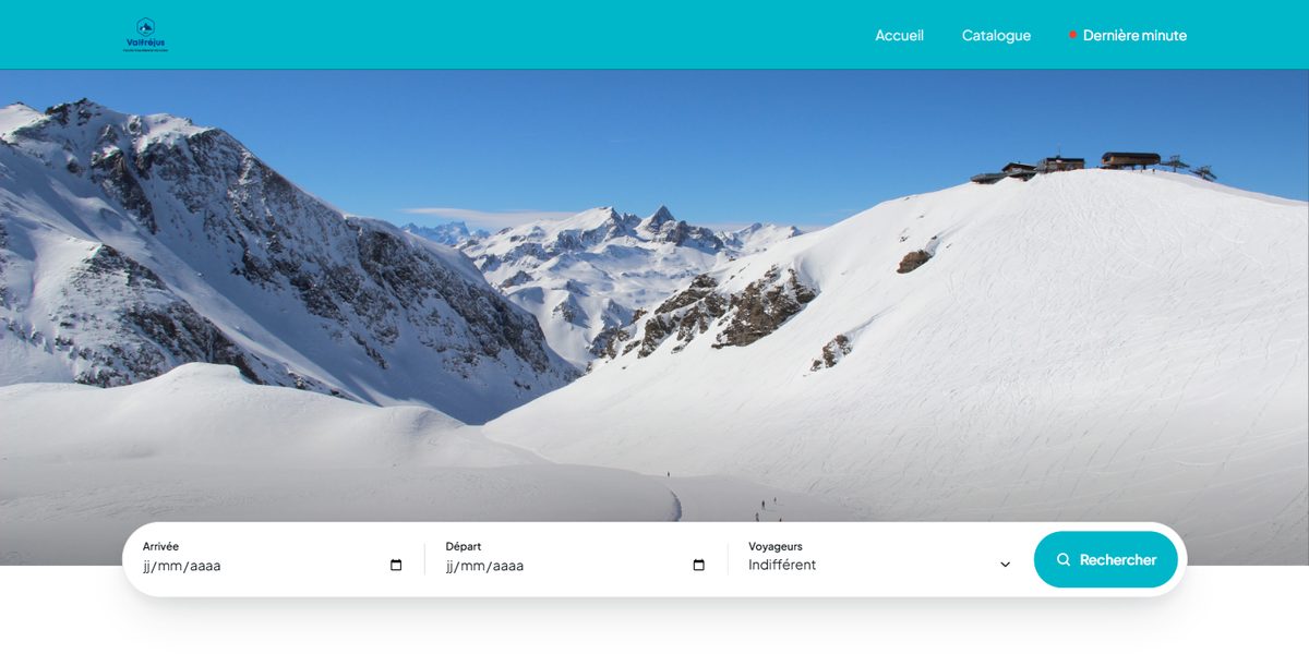 Page d'accueil du site de la centrale des loueurs de Valfréjus